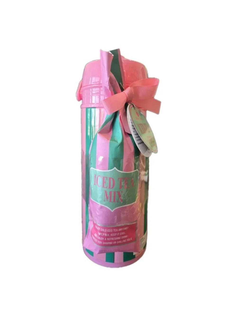 New Pink / Green Stripped Where's My Cabana Boy Thermos Dispenser Portable